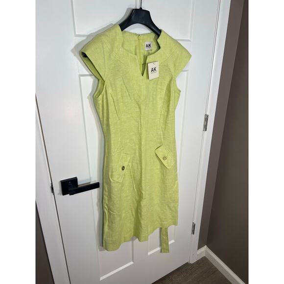 NWT Anne Klein Linen Dress Spring Green Size 4 Small Womens Knee Length Gown - Picture 3 of 8